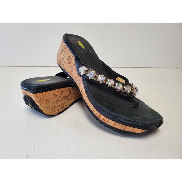 volatile chunky platform wedge black Rhinestone studded sandals Women’s US Sz 10 - Picture 1 of 7